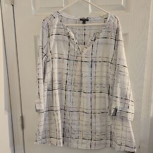 Lane Bryant Black and White Plaid Blouse